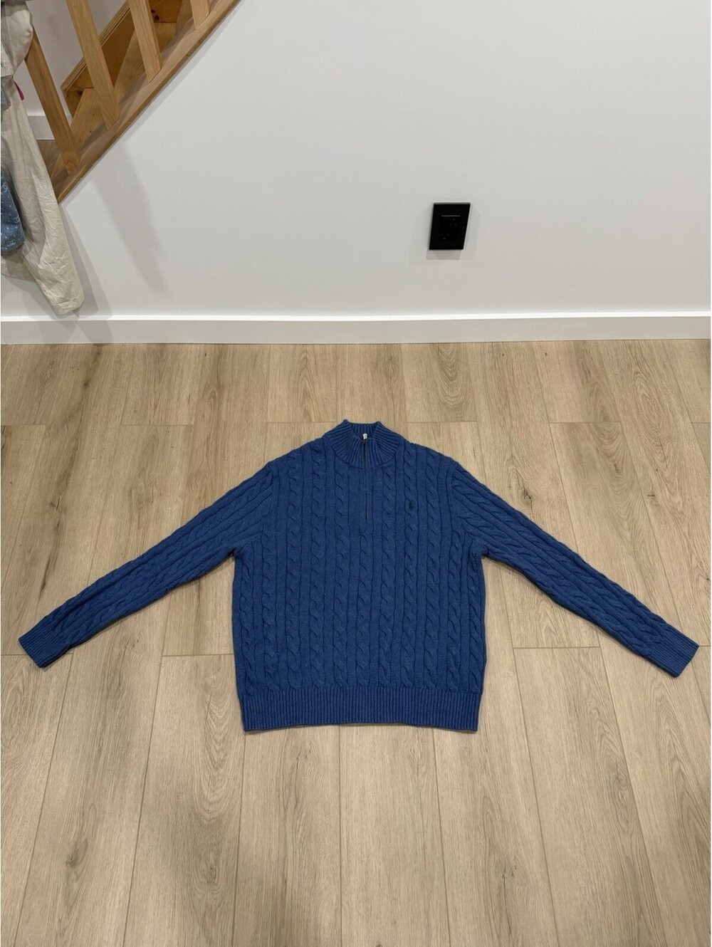 NWT Polo Ralph Lauren Mens Cable Knit Quarter Zip Size XXL Blue 2XL